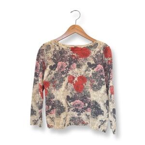 Talbots | Merino Wool Floral 3/4 Sleeve Sweater